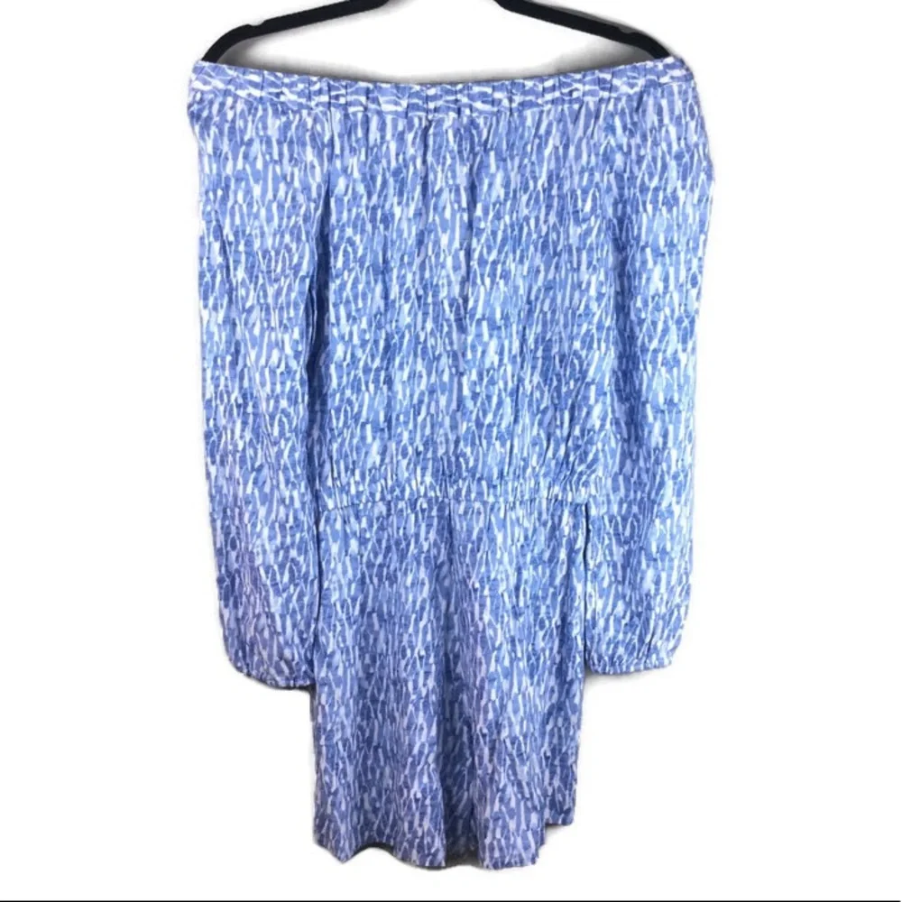 NWT MICHAEL Michael Kors Off-The-Shoulder Ocean Blue Printed Romper Size 4